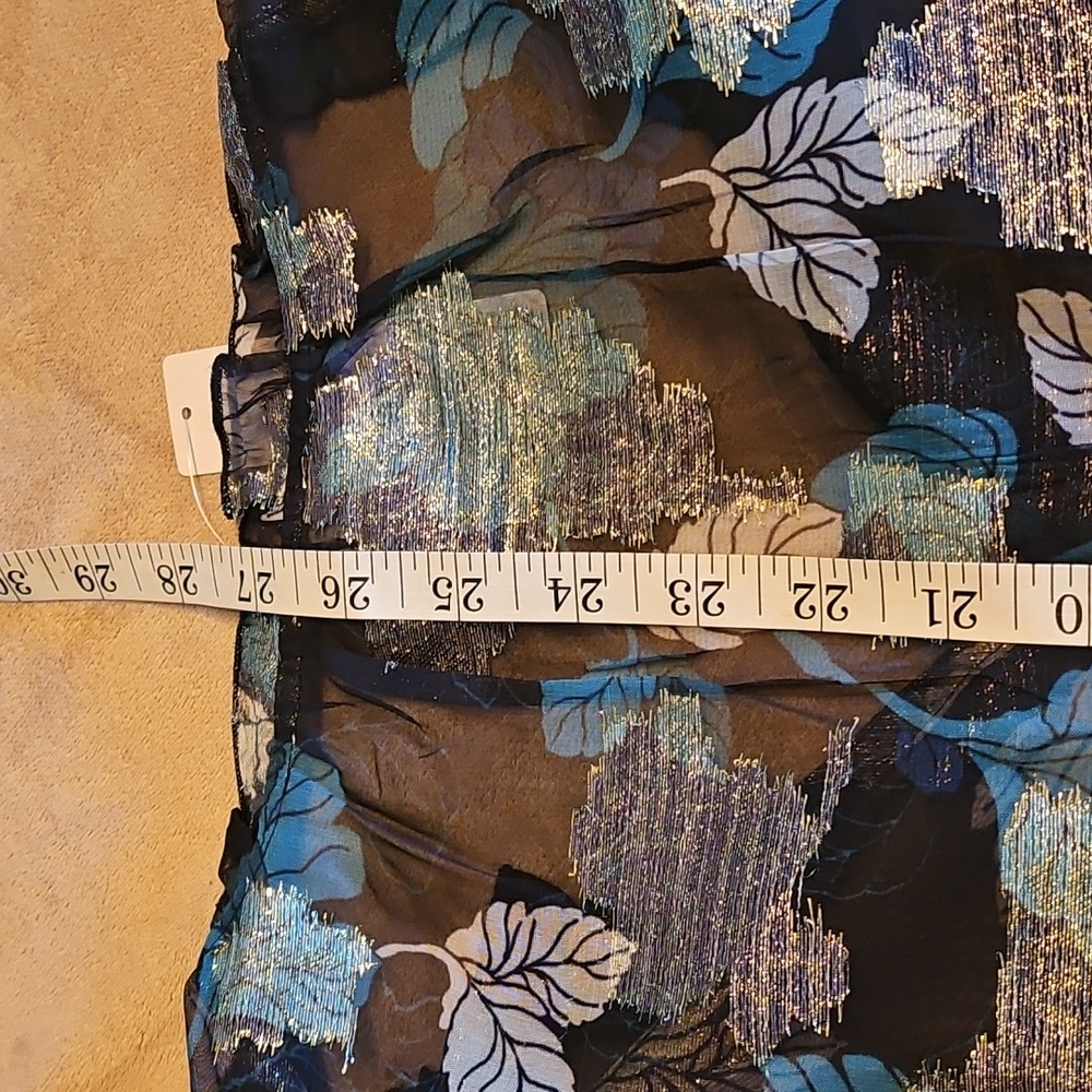 Chicos - NWT - Luxe Foliage Ruffle V Neck Top - Opulant Teal - Chicos Size 2 - Picture 9 of 9